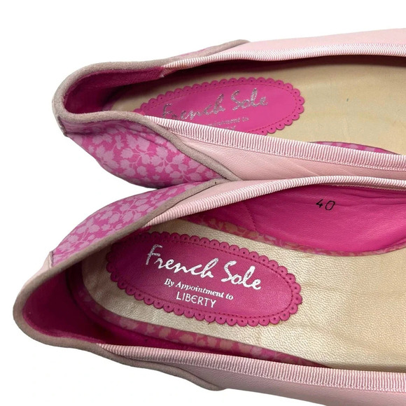 French Sole for Liberty‎ Of London Love Heart Pink Leather Flats Size 40 9.5 - Picture 8 of 9